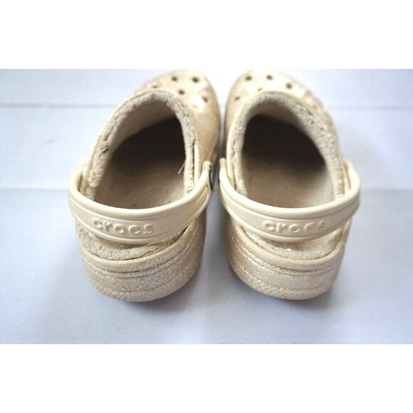Crocs Girls Classic Gold Glitter Lined Rubber Clogs, Size 13C - Picture 9 of 10